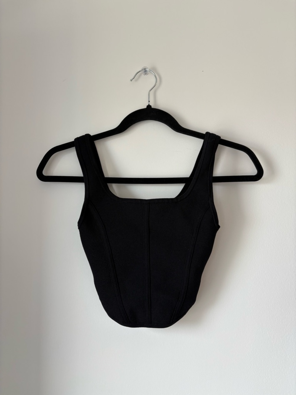 Babaton Black Square Neck Corset Style Tank Top